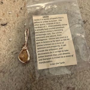 Small Citrine tumbled stone wrapped pendant